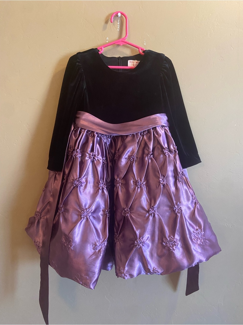 Kids world of USA size 3 party dress black velvet with purple